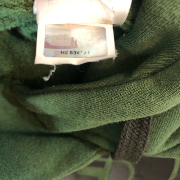 The North Face logo Fleece Hoody Sweatshirt men’s  L Green Half Dome gorp hike - Picture 10 of 11